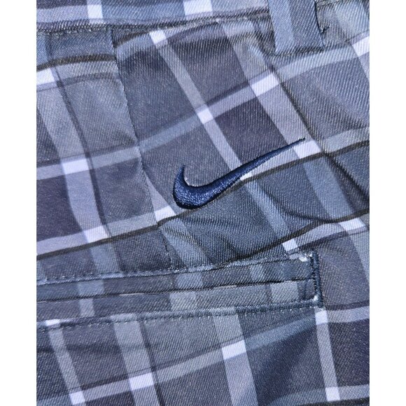 Nike Dri-Fit Mens Standard Fit Plaid Golf Shorts 34 Gray/Blue - Picture 5 of 7
